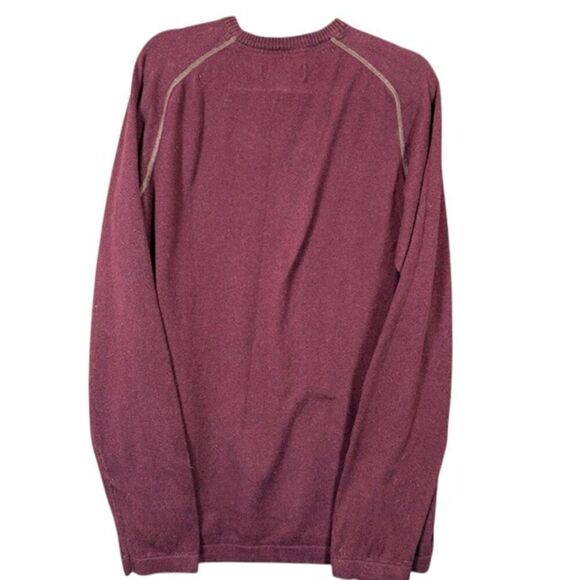 Eddie Bauer Merino Wool Blend Sweater with waffle knit Front Burgundy Gray XLT - Picture 4 of 13